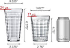 Amazing Abby - Ice Cube - 16-Ounce and 20-Ounce Plastic Tumblers (Set of 12), Plastic Drinking Glasses, All-Clear Reusable Cups, Stackable, BPA-Free, Shatter-Proof, Dishwasher-Safe