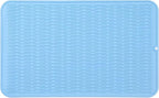 Silicone Dish Drying Mat for Multiple Usage,Easy clean,Eco-friendly,Heat-resistant Silicone Mat for Kitchen Counter or Sink,Refrigerator or Drawer Liner Light Blue 3XL 28 inches x 18 inches