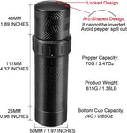 Heavy Duty Manual Pepper Grinder with More Pepper Output, Professional Grade Pepper Mill Refillable Set and Coarseness Can Be Adjusted Externally