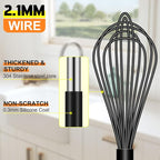 HOTEC 4 Pieces Silicone Whisks Set, Wire Balloon Whisks Egg Beater, Non-slip Handle Whisk for Non-stick Cookware Perfect for Cooking, Stirring, Beating and Blending (Black)