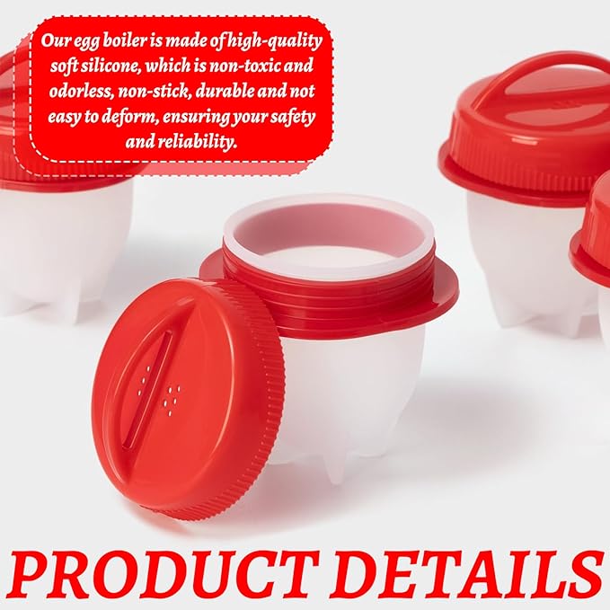 6 Pcs Egg Cooker,Silicone Egg Poacher Cups,Hard Boiled Egg,Egg Coddler,Hard Boiled Eggs,Boiled Eggs, Non-Stick Egg Boiler Poachers,Shell-Free Egg Cooker Set, For Fast Poaching Egg For Breakfast