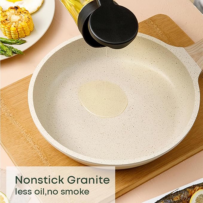 10Pcs Pots and Pans Set,nonstick Cookware Set Kitchen Cooking Set,Non-toxic Healthy Granite Induction Cookware Sets with firm heat-resistant handle(PFOA Free)