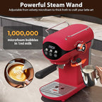 Espresso Machine with Steam Milk Frother Semi Automatic 20 Bar Compact Red with Toggle Switch for home Cafetera Espresso, Latte, Cappuccino, Americano, Macchiato