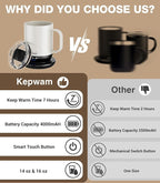 Self Heating Coffee Mug T1-16oz Fast Heating & Ultra Long-Lasting Battery Life, Heated Coffee Mug Up to 149℉ - Touch & App Controlled Coffee Mug, Birthday Gifts for Women and Men