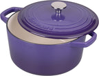 Enameled Cast Iron Dutch Oven Pot with Lid, for Bread Baking, Round Bread Oven- include Sourdough Bread Baking Supplies Set, 4.5QT, Purple