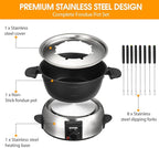 Electric Fondue Pot Set,2-Quart 1000-Watt Non-Stick Fondue Maker with Temperature Control,8 Forks,Perfect for Chocolate, Cheese, Caramel