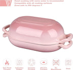Enameled Cast Iron Sourdough Bread Oven, Dutch Oven, Loaf Cast Iron Bread Pan for Homemade Bread Baking, Meatloaf Pan with Lid, 5QT, Pink