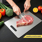 Titanium Cutting Board,Titanium Cutting Boards for Kitchen,304 Stainless Steel Food Grade Cutting Board for Meat Fruit & Vegetable(15.4*11in)