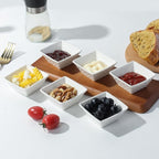 UIBFCWN 6 Pack Ceramic Dip Bowls Set, 2.3oz White Dipping Sauce Bowls/Dishes for Tomato Sauce, Square Side Dishes, Mini Appetizer Plates for Condiment