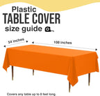 Exquisite 66% Thicker Premium Plastic Table Cloth Rectangle Table Cover 0.5 Mil 12 Pack Orange Table Cloth 54 Inch x 108 Inch Disposable Tablecloth Won't Tear Easily Like Cheap Thin Brands
