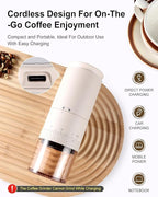 Portable Cordless Burr Coffee Grinder, Electric Conical Bur Espresso Grinder with 38 External Adjustable Grind Settings, Battery Display Panel, Rechargeable Small Coffee Bean Mill For Travel