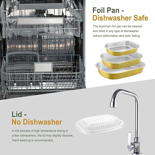 Oval Aluminum Foil Pans with Snap-On Lids (5 Pack) | 2X Thicker Heavy Duty Reusable Container 68oz for Take-Out (Gold)