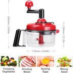 Cambom Manual Food Chopper Vegetable Chopper Hand Food Processor, Mixer, Blender, Whipper, Egg White Separator, Mincer, Grinder, Dicer with Clear Container 1200ml BPA Free Strong