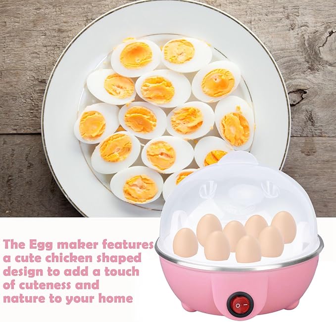 Chicken Egg Cooker Make Up to 7 Large Boiled Eggs Anti Dry Burning Automatic Power Off Egg Poacher with Heating Plate for Hard, Soft & Poached Eggs()