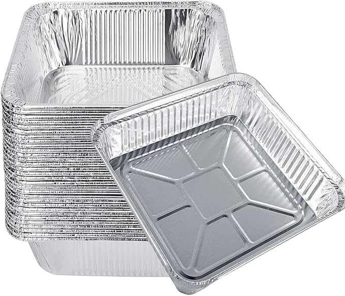 Aluminum Trays with Lids 9x9 for Serving Food Turkey Catering Disposable Aluminum Foil Pans for Baking Cakes, Bread, Meatloaf, Lasagna, 30 Pack Sliver 9x9x2
