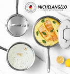 MICHELANGELO Stainless Steel Saucepan Set with Stainless Lids, Tri-Ply Bottom Sauce Pan with Lid, Sauce Pot Set 1QT & 2QT, Nonstick Saucepan, Dishwasher Safe