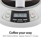 Hamilton Beach 12 Cup Programmable Drip Coffee Maker with 3 Brew Options, Glass Carafe, Auto Pause and Pour, White (46294)