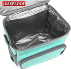 FlowFly Insulated Reusable Lunch Bag Adult Large Lunch Box for Women and Men with Adjustable Shoulder Strap,Front Zipper Pocket and Dual Large Mesh Side Pockets,Jade