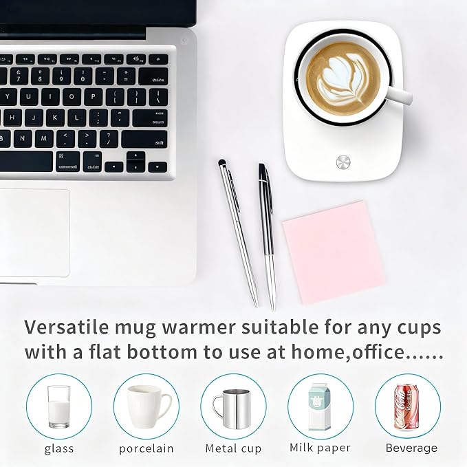 Misby Coffee Mug Warmer, Mug Warmer for Desk Use with Auto Shut Off, Gravity-Induction Coffee Warmer for Coffee Lovers Christmas/Birthday Gift Keep Beverages Coffee Cup Warmer (White)