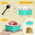 LNYZQUS 10oz/80pack Foil Mini Cake Tins with Lids 4”X4” Small Cake Baking Pans Cupcake Containers,Disposable Ramekins Mini Aluminum Brownie Pan Large Muffin Cups Holders-Cyan Blue