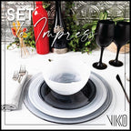 Vikko Salad Bowl, Set of 6 White Alabaster Style Soup Bowls, 6" Bowl with Marbelized Design, Large 32 Ounce Bowls Set, For Pasta, Fruit, Ramen Bowl, Dishwasher Safe