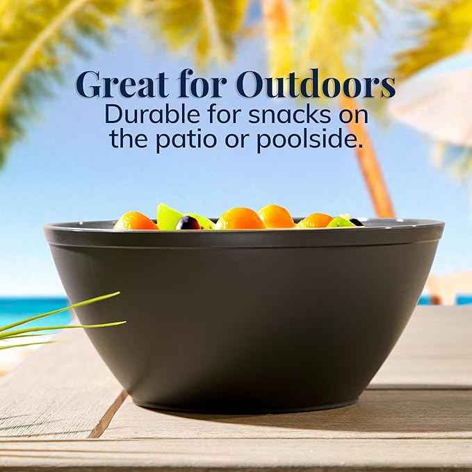 US Acrylic Wheat Straw Unbreakable 28 oz. Stackable Cereal Bowls for Snacks & Ice Cream in Grey (Set of 8) 6-inch Reusable, BPA-Free, Dishwasher Safe Dinnerware, Made in USA