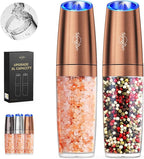 Sangcon Gravity Electric Salt and Pepper Grinder Set Shakers UPGRADED 9OZ XL CAPACITY Battery Powered Refillable Automatic One Hand Operation Adjustable Coarseness Mill Grinder Set for Kitchen