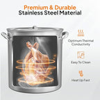 ROVSUN 82QT Stainless Steel Seafood Boil Pot with Strainer Basket, Lid & Hook, Versatile Stock Pot for Crab, Lobster, Shrimp Boiling, Heavy-Duty Turkey Fryer for Outdoor Cooking & Gatherings