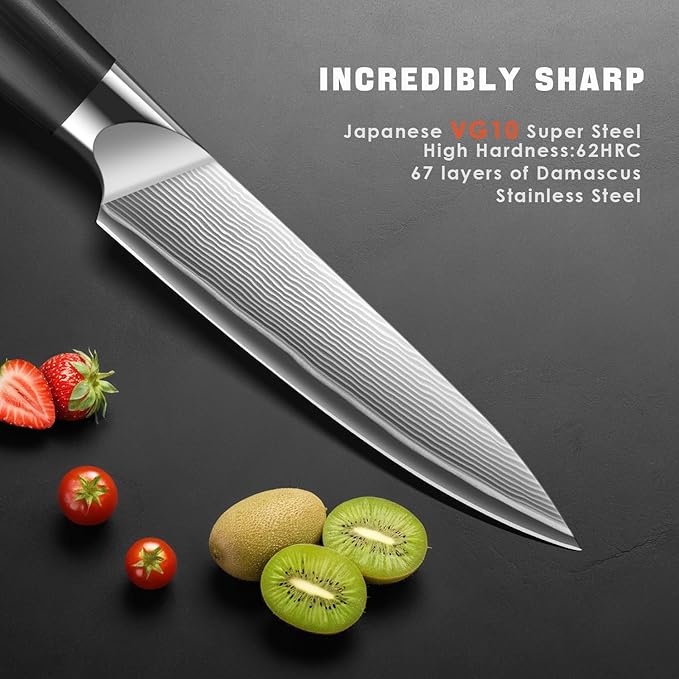 Kuwata Japanese Utility Knife, 5 inch Handcrafted VG10 Stainless Steel Paring Knife, Professional Japanese Kitchen Knives with Ergonomic Handle Grip and Gift Box