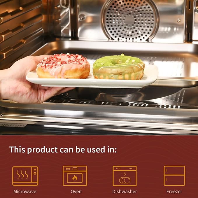 Small Rectangle Plates Set of 6, White Serving Platters 9 inch, Ceramic Sushi Plates, Serving Plate for Appetizer, Dessert, Party, Microwave Safe