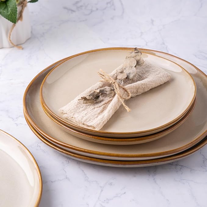 AmorArc Ceramic Plates Set of 5, 8.5 Inch Handmade Reactive Glaze Stoneware Plates set for Dessert, Salad, Appetizer, Small Dinner Plates, Microwave&Dishwasher Safe, Scratch Resistant