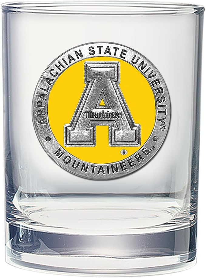 Heritage Pewter Appalachian State Double Old Fashion | Double Rocks Glass 14 OZ for Liquor | Expertly Crafted Pewter Glass
