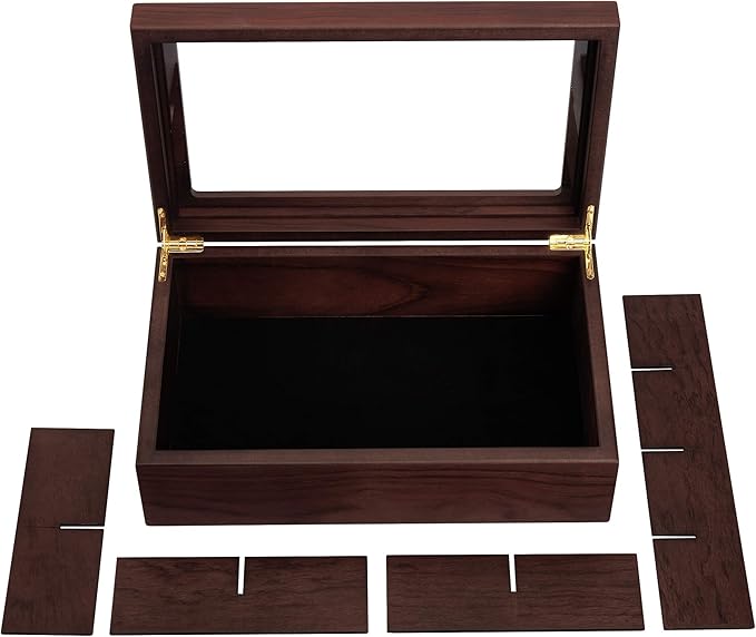 Tea Box - Luxury Wooden Tea Bag Organizer from The Apace Premier Collection - 8 Compartment Tea Storage Chest Container - Elegantly Handmade w/Scratch Resistant Window