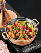 304 Stainless Steel Non-Stick Tagine Pot, Slow Cooker Casserole with High Lid for Seafood, Compatible with Induction Cooktops(Size:24cm/9.44inch,Color:Gold)
