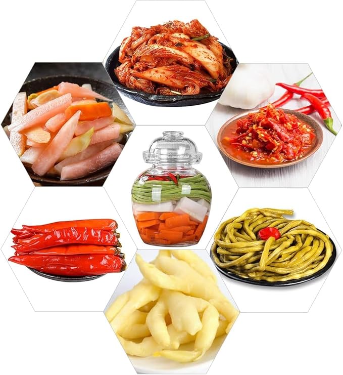 Glass Jar with Lid Pickle Jar, 1.5L Wide Mouth Fermentation Jar Crock for Pickles Kimchi, Sauerkraut, Kombuch Vegetables Paocai Jar Pot, Thickning