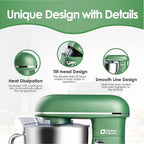 Kitchen in the box Stand Mixer, 900W 8.5QT Kitchen Electric Mixer, 6-Speed Large Capacity Food Mixer for Home Cooks with Egg Whisk, Dough Hook & Flat Beater (Green)
