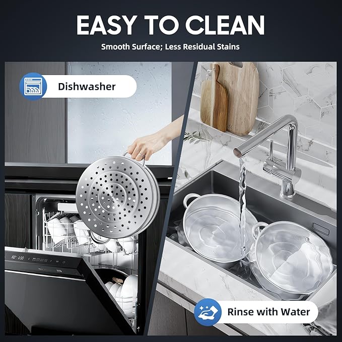 5 Tier Layer Stainless Steel Steamer Pot, 304 Food Grade Steel Multipurpose Steam Cookware Steaming Pot with Stackable Pan and Lid for Cooking Corn,Dumpling,Fish (Silver, 5 Tier - 28cm)