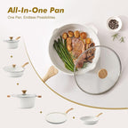 SENSARTE Nonstick Frying Pan Skillet with Lid 3.5/4.5/5QT, Ceramic Saute Pan,Deep Fring Pan Non-toxic Cooking Pot, Stay-cool Handle, Induction Compatible, PFAS Free