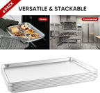 TENUP 6 Pack Aluminum Full Sheet Pan, 26" x 18" Heavy Duty Commercial Baking Tray Reinforced Rim, Warp-Resistant Rust-Free