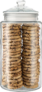 2-Gallon Tall Glass Cookie Jar with Airtight Lid – Large Kitchen Canister for Cookies, Sugar, Flour, and Dog Treats