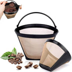 Reusable Coffee Filter Baskets 2PC, Cone Coffee Maker Filters Replacement Compatible with Ninja Coffee Machine, 8-12 Cup Coffee Filters for Cuisinart Coffee Maker Filter and Brewers, BPA Free