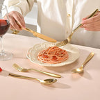 40-Piece Gold Silverware Set, Flatware Set for 8, Food-Grade Stainless Steel Tableware Cutlery Set, Mirror Finished Utensil Sets for Home Restaurant, Forks Spoons and Knives Set, Dishwasher Safe