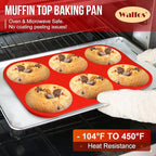 Walfos Silicone Muffin Top Pan Set, Non-Stick Whoopie Pie Baking Pans, Food Grade & BPA Free, Great for Muffin Tops, Whoopie Pies, Egg Muffins, Hamburger Buns and More, Dishwasher Safe, Set of 2