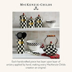 MACKENZIE-CHILDS Enamel Whistling Tea Kettle, Decorative Teapot for Stovetop, Black-and-White Courtly Check