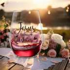 Jesus Touched My Water Wine Glasses, Funny Christian Gift for Women Gifts for Birthday Mom Father's Day Friendship Gifts (Clear-JESUS)