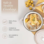 Nuovva Enamelled Cast Iron Dutch Oven Pot with Lid 6.4 Quart Non Stick Casserole Pot – Heavy Duty & Oven Safe up to 500° F for Bread Baking, Braising, Stews, Roasting – 28cm Oyster