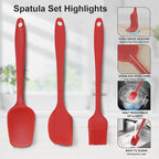 13-Piece Measuring Cups and Spoons Set with 3-Piece Red Silicone Spatula Set, BPA-Free, Dishwasher Safe Baking and Cooking Tools