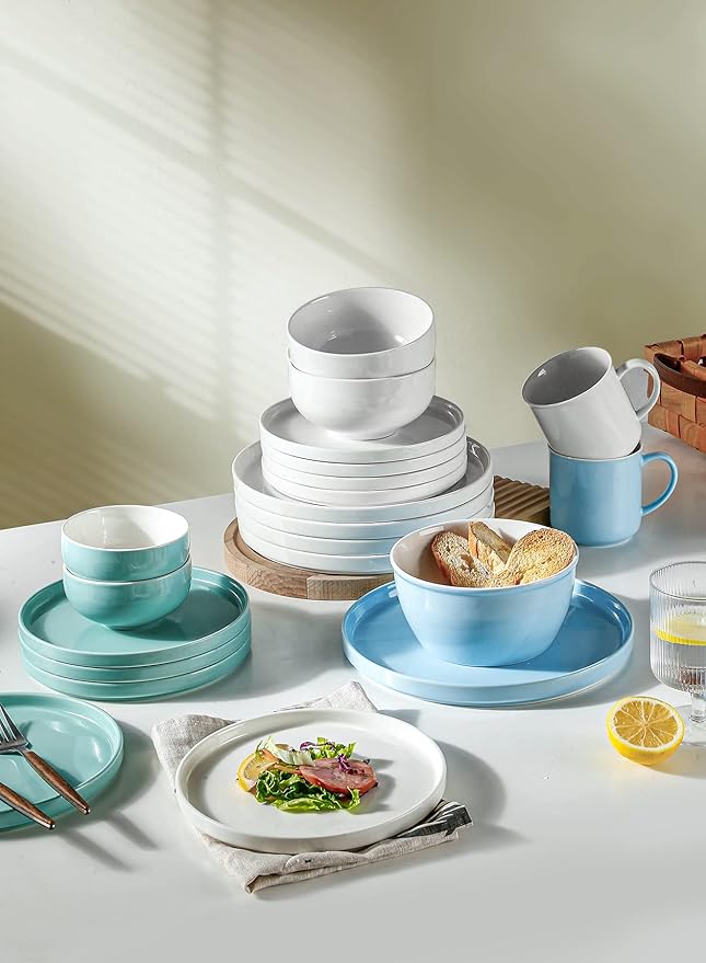 Onniyor Porcelain Dinner Plates Set, Round Dessert Salad Plates, 10 inch Serving Dishes, Scratch Resistant Flat Plates, Microwave, Oven, and Dishwasher Safe, Set of 6, White