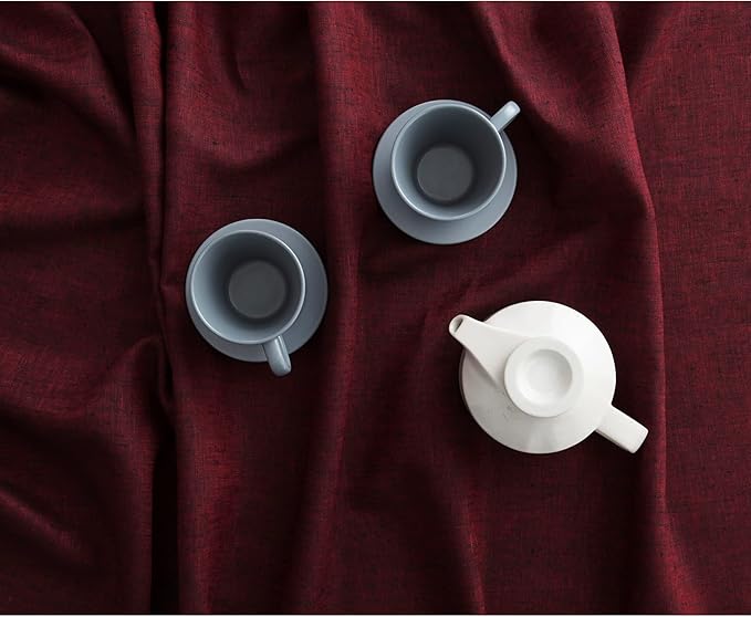 Solino Home Linen Tablecloth 60 x 132 Inch - 100% Pure Linen Red Garnet Table Cloth for Rectangle Tables - Athena, Machine Washable Tablecloth for Summer, Fall, Autumn