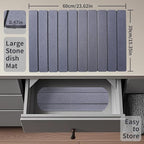 Coolcandy 24x16" Large Stone Dish Drying Mat, Quick Drying Mat Kitchen Counter, Foldable Kitchen Drying Mat, Diatomaceous Earth Stone Drying Mat, Collapsible Dish Mat Kitchen Mat For Drying